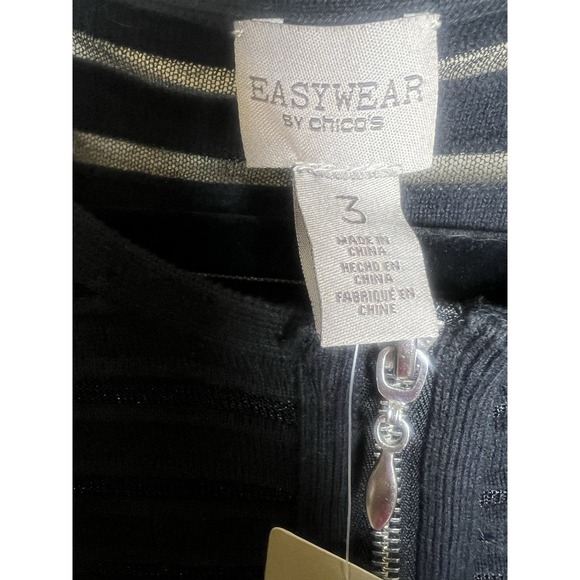 Chicos Easywear Jacket Black 3X Textured Sheer Mob Wife Going Out Zip Whimsigoth - Picture 7 of 7